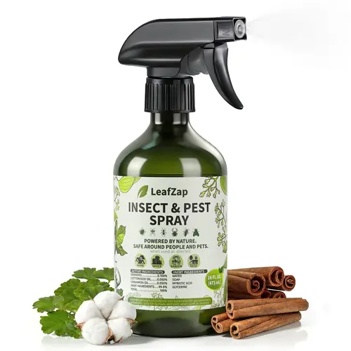 LeafZap Plant-Based Insect Killer Spray, 16 oz Premium Triple Blend Essential Oils Formula with Cinnamon Oil, Family-Pet Safe Pest Control for Ants to Roaches, Indoor-Outdoor Garden & Home Cleaning Tool