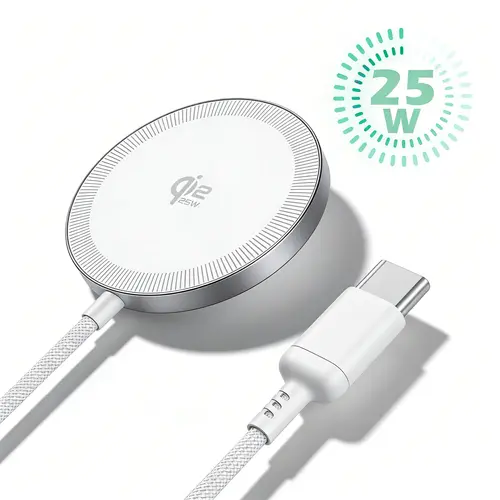 2 in 1 Magnetic Wireless Charger Pad - 25W/15W Qi2 & Qi2.2 Certified Portable Phone Accessory, MagSafe Compatible for iPhone 17/16/15/14/13/12 Series, AirPods Pro/4/3/2, Works with Smartphone/Cellphone/Mobile (Requires 20-30W+ Adapter) sohochic