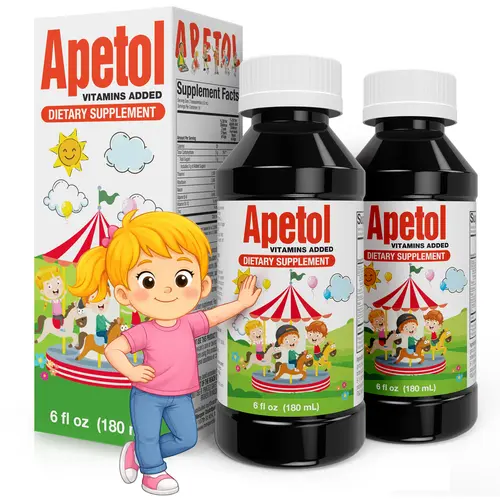APETOL Edible Zinc-Infused Vitamin Liquid Dietary Supplement - US Backed, 2 Bottles (6 Fl Oz Each), B-Complex with Cyanocobalamin, Brain Supporting Supplement for Brain Health, Gut Health Aid for Children & Adults