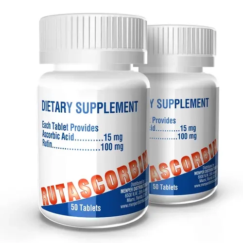 RUTASCORBIN Rutin-Infused Vitamin C Dietary Capsules - High Potency Antioxidant Defense, Immune Support, Vascular Wellness, Collagen Boost, Iron Uptake, Cellular Health, Energy for Healthy Adult Selfcare - 2-Pack (50 Tablets Total)
