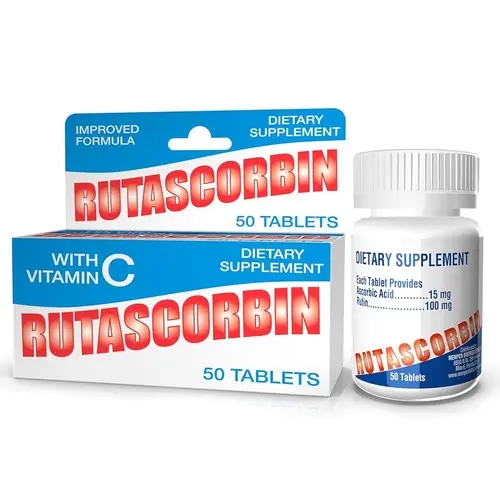 RUTASCORBIN Multi-Ingredient Vitamin C with Rutin Tablets, 1 Health Pack (50 Capsules) – Moderate Daily Dose for Vessel Wellness, Immunity Support & Selfcare, Multi-Ingredient Vitamins Supplements