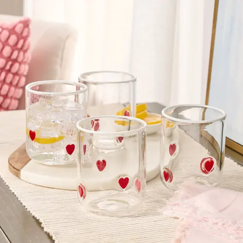 Home Reflections Set of 4 Heart Icon Glasses