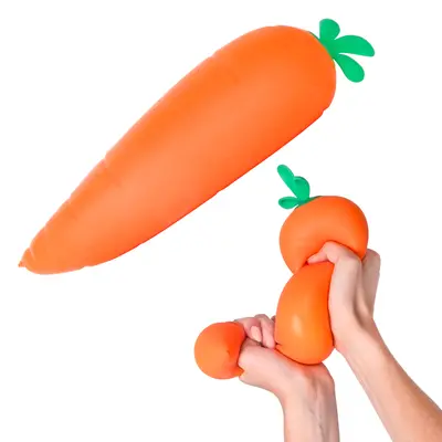 Toymendous Squishy Carrot - 11.5 Inch Stress Relief Toy for Kids Teens & Adults - Non Toxic Material - Squeeze Stretch Twist - Ideal for Sensory Play & On-the-Go Fun