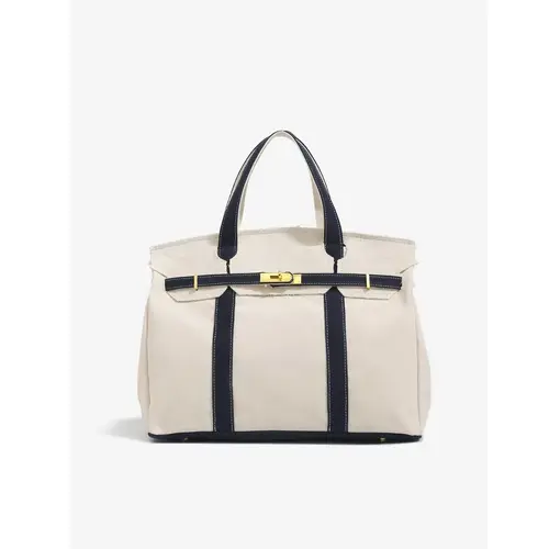 Women's 2026 New Arrival Luxurious Niche Color-Blocked Canvas Tote - Spacious Trendy Commuter Bag, Portable Shoulder Bag, Travel Lightweight with Intentional Distressed Look, Travel Lightweight Bag,sohochic