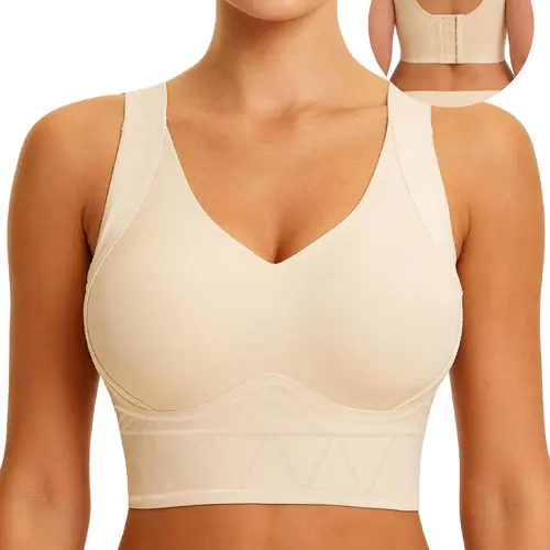 Soft Intention Plus Size Back Fat Smoothing Jelly Bra,  Everyday, Seamless, Push Up