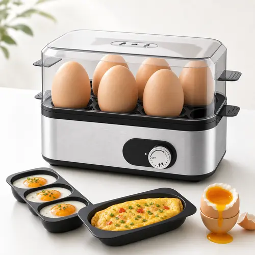 TMWINGS Rapid Egg Cooker, 6 Egg Capacity Electric Egg Boiler for Hard Boiled, Poached, Scrambled or Omelet, Auto Shut-Off, Perfect for Home, Dorm, Camping & Outdoor, BPA-Free
