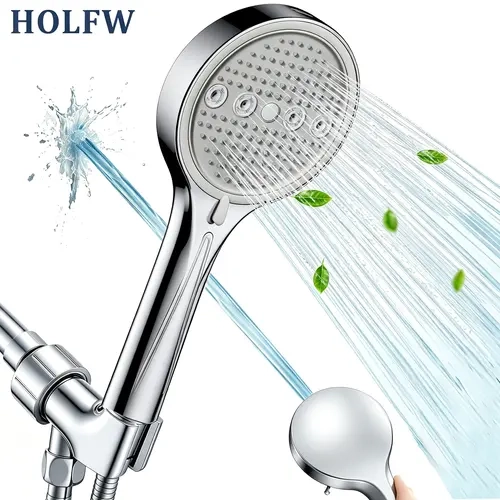 HOLFW 6-Mode High Pressure Wall-Mount Shower Head - Rainfall, Bubble Massage, Detachable Bendable Handheld Showerhead, Bathroom Fixture Upgrade, Summer Shower Accessory, Holiday Gift, Detachable Bendable Showerheads & Handheld Showers