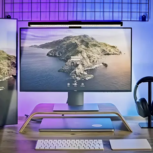 RGB Monitor Light Bar - 15.75-in USB-C Eye Protection Double-Sided Power Unit, 3-Color Adjustable Brightness Front Lamp, 9-Mode Gaming Backlamp, 45° Beam Focuses on Desk and Screen, Adjustable RGBW LED Desk Accessory for Gaming Stuff, Home Decor,sohochic
