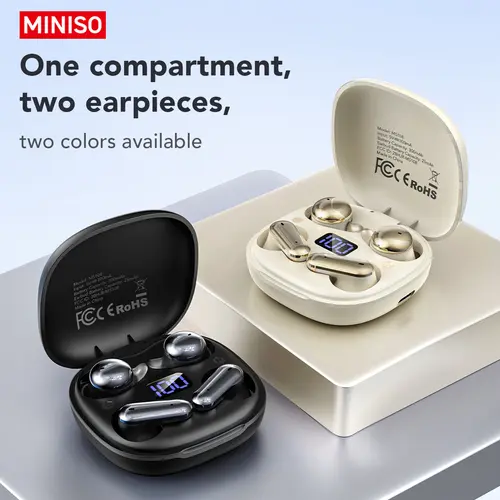MINISO MS108 Wireless Headphones In-ear Design Noise Cancelling True Wireless Earbuds with Digital Display Bluetooth 6.0 Gaming Headset for Running Exercising Lightweight Fitness Earphones