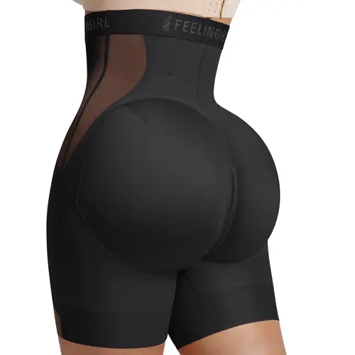 FeelinGirl Shapewear for Women Fajas Body Shaper Girdles High Waisted Butt Lifting Shapewear Shorts Khaki