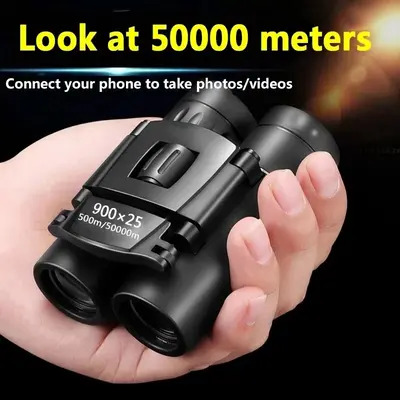 High Definition Binoculars 900x25, Foldable BAK4 Telescope with Powerful HD Zoom, Long Range & Low Light Visibility for Hunting, Camping (Sports & Outdoor Equipment)