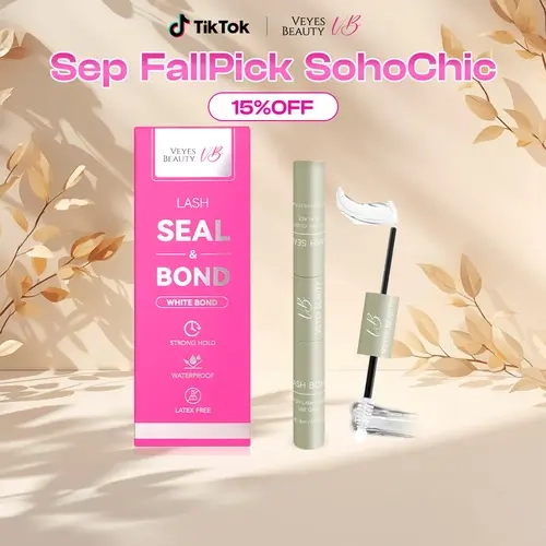 sohochic VEYESBAEATY Lash Bond & Seal  White Waterproof 2 in1 Cluster Lash Glue for Eyelash Extensions Long Lasting Strong Hold Individual Makeup Cosmetic