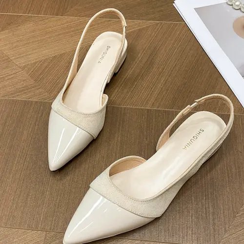Women's Minimalist Slingback Flat Shoes, All-Season Work Flats, Pointed-Toe Fashion Shoes, Elegant Sandals for Commuting and Parties
