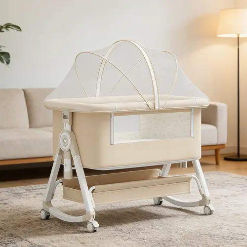 Minimalist 3 in 1 Baby Bassinet Bedside Sleeper for Newborn 0–6 Months, Adjustable Height Portable Bassinet with Wheels, Breathable Mesh & Mattress  cot  baby storage foldable crib, Safe Sleep Bed, Portable Sleeping Cot, Bassinet For Baby, Height Adjustab