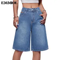 EMMIOL【Back to School】Baggy Capris Jorts for Women Wide Leg Denim Shorts Y2k Mid Rise Bermuda Streetwear Boyfriend Jean Shorts with Pockets Summer Vibes SohoChic