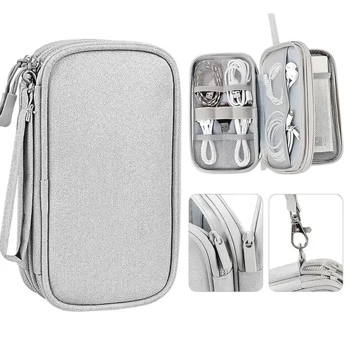 Waterproof Double-Layer Digital Storage Organizer Pouch - Easy to Carry, Multi-Grid, Luggage Organization, Phone+Headphones Fit, Quick-Find Pockets for Data/Charging Cables, Electronic Products (Home, Travel Use),back to school,back to school haul