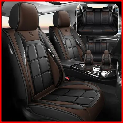 Waterproof Leather Car Seat Covers Car Seat Covers 5-Seats Full Set Waterproof Leather Universal for Sedan SUV Truck, Car Seat Protectors, Automotive Seat Covers, Universal Fit