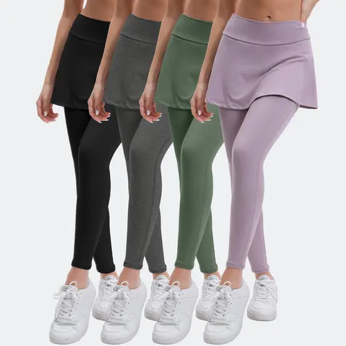 4 Pack Women's Seamless Workout Skorts Tummy Control Skirted Yoga Pants With High Waisted Seamless For Women Butt Lifting Sports Skorts For Yoga Running Gym Active Lifestyle It‘s a Gift summerwins
