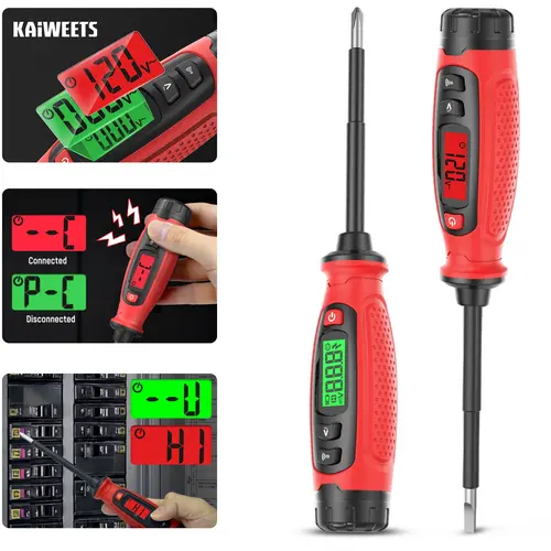 KAIWEETS 2-in-1 Voltage Tester, Non-Contact Low Voltage Tester Screwdriver, AC 3V-500V With LCD Alert Display, Live Wire Tester, Wire Breakpoint Finder, Audible Alarm, Portable Electrical Circuit Detector Tool for Home, For DIY, Safety