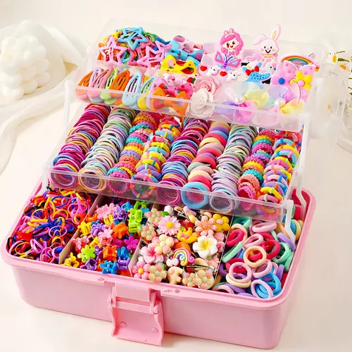 2611 PCS Dopamine Accessories Set in Large Gift Box - Women's Accessories, Whimsy Girlhood Cute Decorative Clips (Flower, Resin, Glossy Teardrop) & Minimalist Ties for Group Dressing, Pretend Play, Accessories For Women,sohochic
