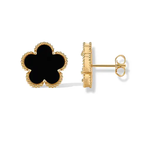 PAVOI 14K Gold Plated Clover Earrings for Women - Clover Drop Dangle and Stud Earrings with Mother of Pearl or Onyx Gemstone - Lucky Trendy Jewelry