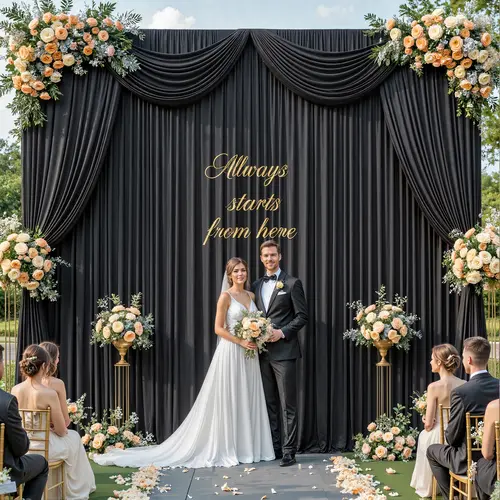 6-Pack Solid Ivory Wrinkle-Resistant Polyester Backdrop Curtain Set - 5x7ft/5x10ft Banners, Soft Polyester Drapes Smoothly, Full Coverage, Compatible with LED Lights, Balloons, Fairy Garlands, for Wedding Party Decoration Supplies, Home Supplies,sohochic