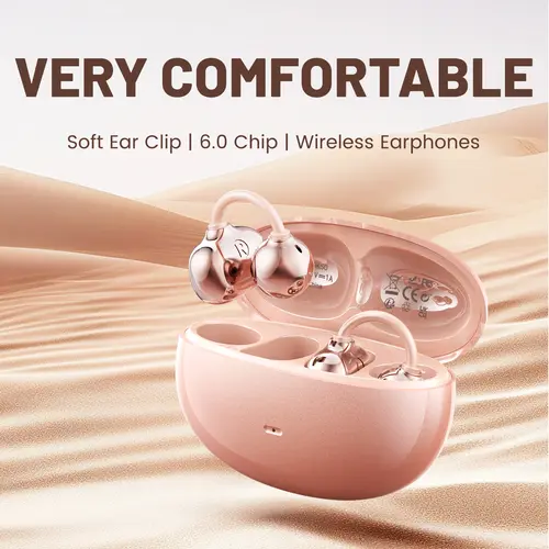 INSONIXN Open-Ear Clip Wireless Bluetooth 6.0 Headphones with Built-In Microphone & Ear Hook, Waterproof, 36H Playback, High-Fidelity Sound, Charging Function, Comfortable for Women’s Workouts & Sports, Waterproof Headphones, Bluetooth Headphones