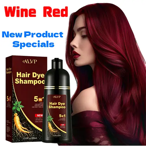 ALVP 2026 5-in-1 Plant-Based No Bleach Hair Color Shampoo - Ginseng Mild Conditioning Beauty Products Vegan Formula for Gray Hair, Wine Red, Blonde, Chestnut Brown, Natural Black, 400ML Adult Gift (Beauty & Personal Care),sohochic