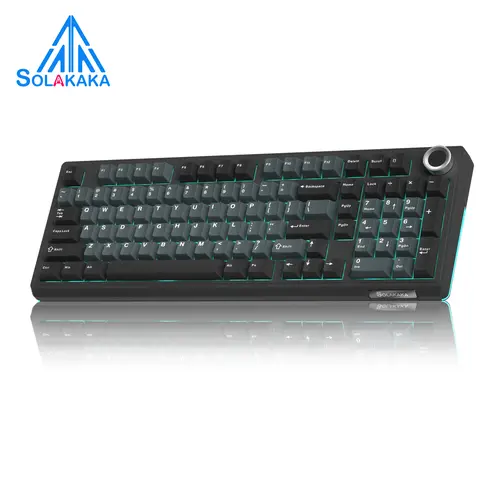 SOLAKAKA KI99 Pro Quiet Wireless Mechanical Keyboard - Feather Switch, Hot Swappable, RGB LED Backlit,Gasket Structure, Tri-Mode, Lighted Mechanical Keyboard for Gaming (BlackBlue), Led Backlit Keyboard