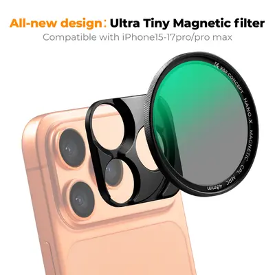 K&F CONCEPT Magnetic CPL Camera Lens Filter - Ultra Tiny Snap-On Portable Accessory for iPhone 17/16/15/14/13/12/11 Pro/ProMax, Samsung & Other Smartphone/Cellphone, Anti-Glare, Texture-Enhancing, Mobile