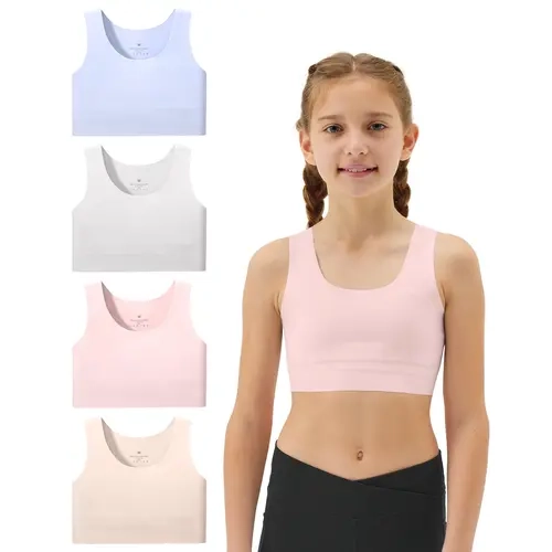 Sascina Girls Soft First Training Bras 7-12 Seamless First Bra Girls Sports Bras Longline Crop - No Pads, Chest Double Lined [207],back to school,back to school shopping,sohochic