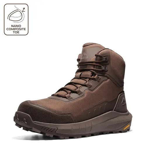 【SohoChic】NORTIV 8 Safety Work Boots for Men, ASTM Composite Toe Breathable Fabric Shoes, Lightweight & Non-Slip TPU Outsole for Warehouse, Non Slip Shoes For Work, Round Toe, Men's Shoes, Laces