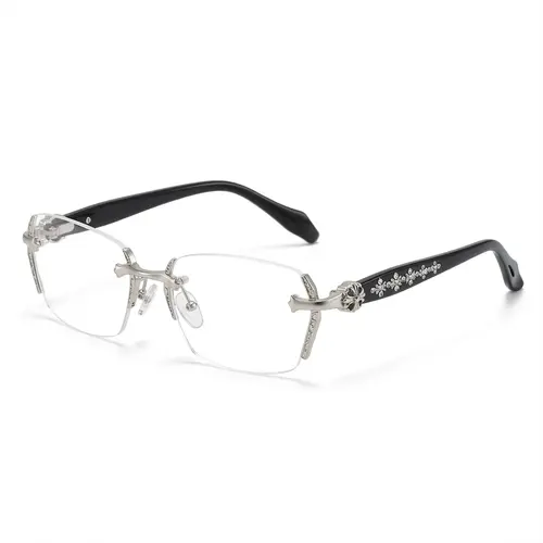 ZENOTTIC Rimless HD Blue Light Blocking Glasses - Diamond-Cut Edge Detail, Lightweight Metal Frame, Modern Rectangular Clear Lenses for Computer & Daily Wear - Unisex summerwins