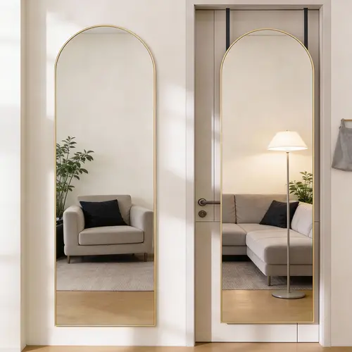 Sweetcrispy Full Length Mirror with Aluminum Alloy Frame - Door Hanging, Wall Mounted, Modern, Elegant, Durable Home Decor for Bedroom, Entryway (Safety-Enhanced Room Decor)