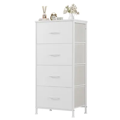 Sweetcrispy 4-Drawer Fabric Bedroom Dresser - Furniture, Apartment Furniture, Organizer Storage Unit with Sturdy Steel Frame, Wood Top, Easy-Pull Handles, Foldable Drawers for Bedroom, Hallway