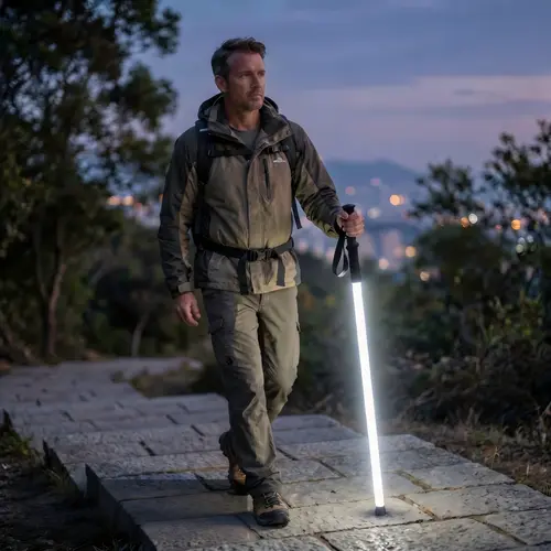 Laser Saber Style Hiking Sticks - Built-in LED Light Strip Trekking Poles, Photo-Ready for Night Hiking Emergency Safety, Outdoor Gadgets, Travel Accessories, Men's Accessories, Unique Gifts for Man, Birthday Gifts for Him,sohochic
