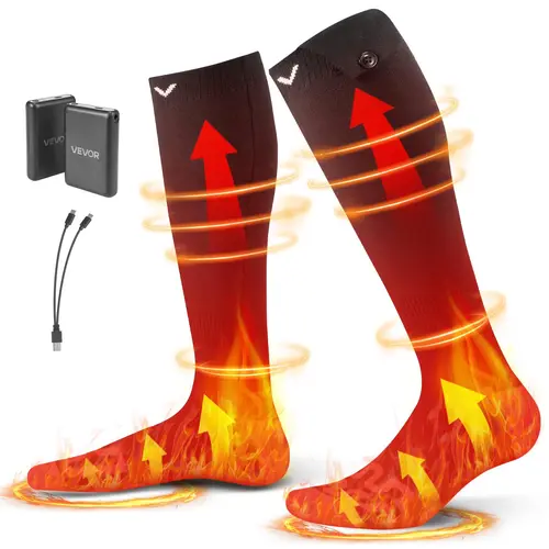 VEVOR Heated Socks for All Ages, 5000mAh Rechargeable Battery-Powered, 4 Heating Levels (40°C to 70°C), Modal Fiber Comfortable Toes Foot Warmer for Men, Ideal for Hunting, Camping,toolupgrade