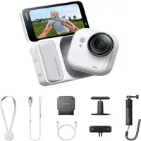 Insta360 GO Ultra Creator Bundle - Small 4K Vlogging Camera, Hands-Free, POV Cam, 1/1.28" Sensor, 53g Lightweight, 156° FOV, 200 Min Battery Life, Magnetic Wearable Action Camera for Sports, Vlog, Contentcreator, 360° Action Cameras