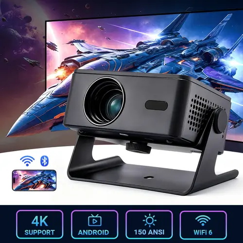 Multifunctional Portable HD LED Projector A32 - 1080P Full HD, 150 ANSI, Android 13, Built-in Audio, Automatic Focus, Adjustable Keystone Correction, Wireless WiFi/Bluetooth, Remote Control, Tabletop, Projector for Bedroom, Father's Day Gift,sohochic