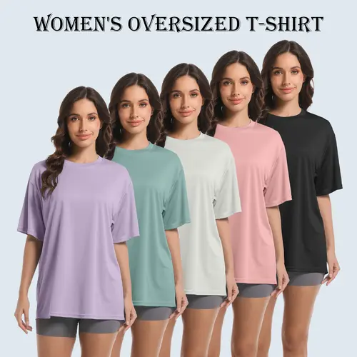 5 Pack Women's Workout Short Sleeve T Shirts Energetic Multi-Color Casual Oversized T Shirts for Women Short Sleeve Oversized T Baggy Dry Fit Athletic Gym Shirts Top Tees tiktokshopspringglowup summerwins