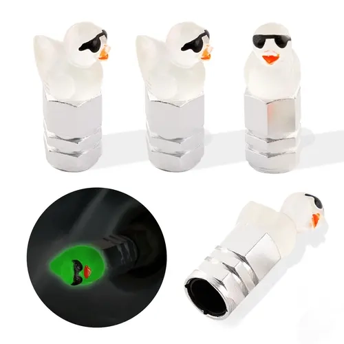 Joytutus 4Pcs Cute Duck-Design Hexagonal Auto Tire Valve Caps - Dustproof Anti-Rust Waterproof Auto Replacement Parts, Easy-Install Car Wheel Accessories, Fun Duck-Shape Car Upgrade for Enthusiasts,toolupgrade