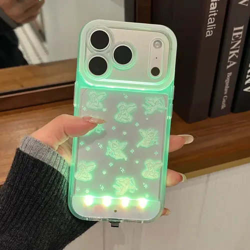 LED Angel Interactive Glow Smartphone Casing - Handheld Device Protector, Stylish Unique Phone Accessory for iPhone 11/12/13/14/15/16/17 Pro/Pro Max/Plus, Daily Use Protective Cover