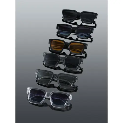 Men's 6-Pack Rectangle Color Tinted Sunglasses - Classic Thick Frames, Simple Design, UV400 Lenses, Trendy Shades for Street Photography & Outdoor Casual Use, Color Tint Men's Sunglasses