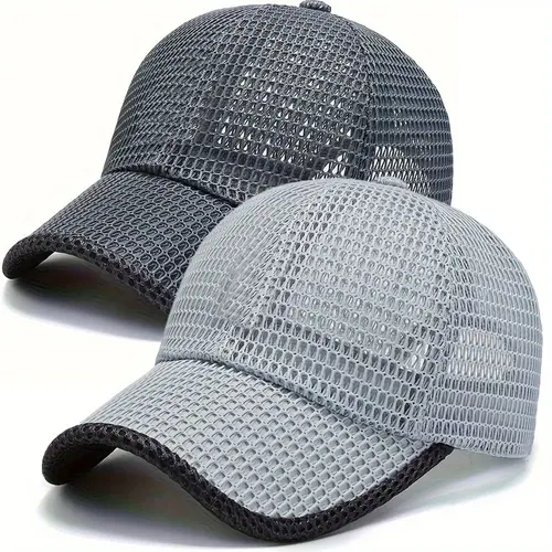 Men's 2-Pack Snapback Trucker Hats - Breathable Cotton Mesh, Adjustable Baseball Cap for Outdoor Sports, UV Protection, Universal Men's Accessories