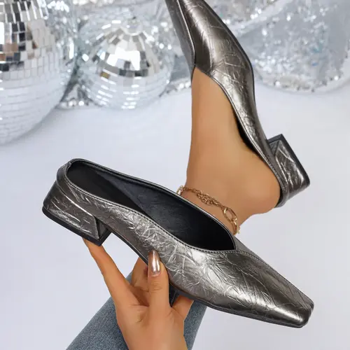 Plus Size Women's Slip-On Pumps, Elegant Square Toe Chunky Block Heels for Office, Stylish Comfortable Fashion Heeled Footwear