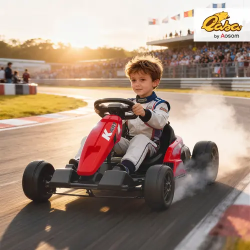 #tiktokshopbacktoschool Qaba Electric Go Kart, 24V 9Ah Big Battery, Kids Drift Kart with Dual 150W Motors, Adjustable Seat & 11.2MPH High Speed, Slow Start, 5-Point Harness, for 6-12 Years,sohochic