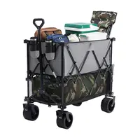 Sweetcrispy Heavy-Duty Portable Steel Frame Wagon Trolley - Home Improvement Building Supplies Cart with All-Terrain Wheels, Brakes, 54" Ext. (54 Inches Extended Shelf), 450lbs Capacity for Camping, Shopping
