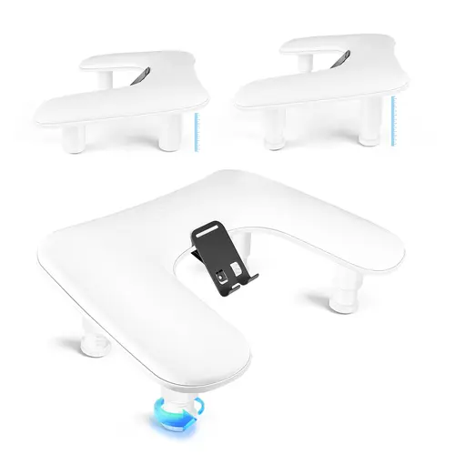 JODSONE U Shaped White Manicure Arm Rest for Nails Tech with Rotating 360°Built-In Phone Holder and Adjustable Nail Arm Rest Detachable Manicure Hand Rest for Salon Design