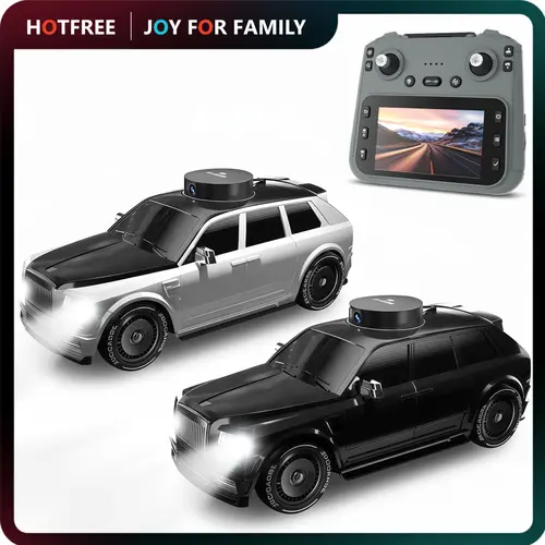 Hotfree 1/24 FPV RC Drift Car, 4WD High‑Speed Remote Control Car with HD Rotatable Elevating On‑Board Camera, Screen‑Mounted Dual‑Joystick Remote, Real‑Time Live Video, Indoor Outdoor Drift Racing Vehicle, Birthday Christmas Gift for Kids Boys Adults