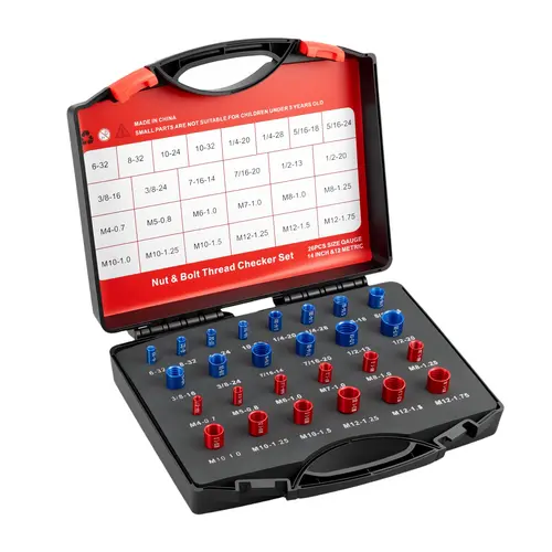 GJANSH 26/44PCS Nut and Bolt Thread Checker - Comprehensive Bolt Size and Thread Gauge Tool, Inch & Metric Sizes, with Handy Tool Box, Excellent for Home Garages and Car Repairs, Snapfixmate,  toolupgrade